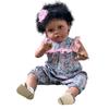 24 Inch Black Skin Reborn Baby Dolls Suesue Soft Cloth Body Real Life Newborn Dolls Handmade Rooted Curly Hair Realistic Baby Dolls for Kids Xmas Gift