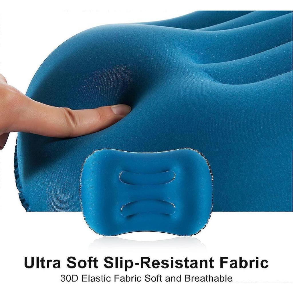 Ink Blue Inflatable Camping Pillow, Ultralight Beach Cushion, Compressible Compact Ergonomic Travel Cushion, Camping Pillows For Hiking, Outdoor, Offi