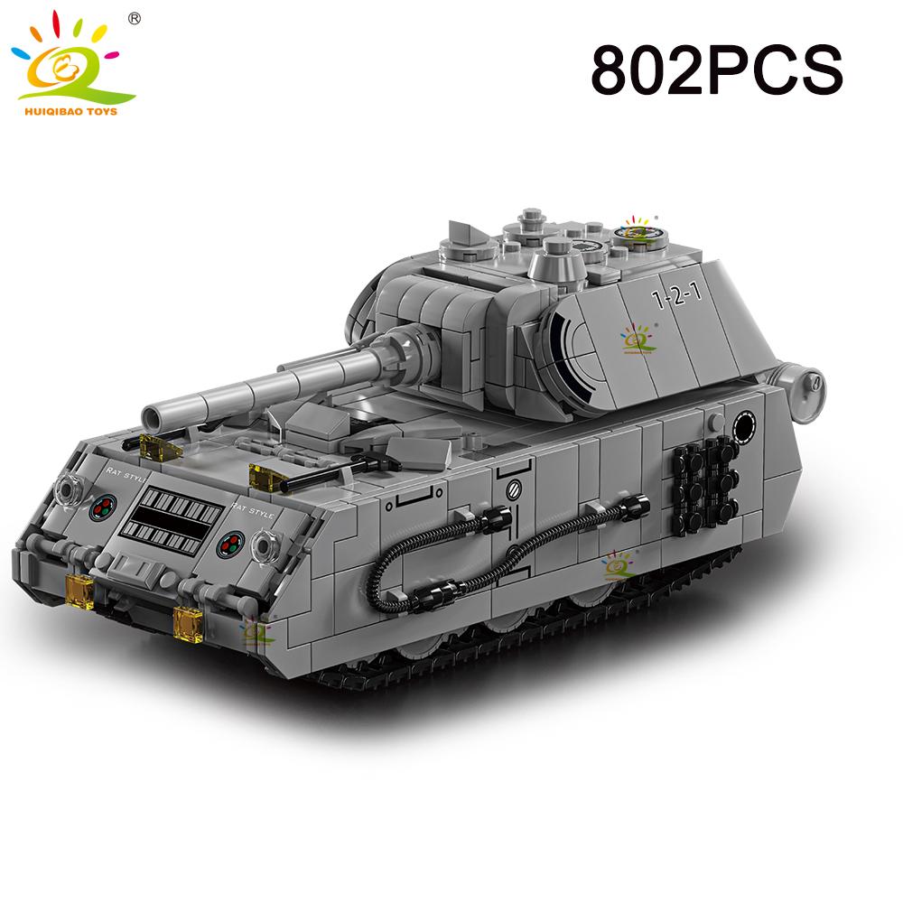 HUIQIBAO WW2 Wojskowy Czołg T-34 Zestaw Klocków Budowlanych dla Dzieci Broń Armii Samochód Ciężarówka Klocki Zabawka Miasto Klocki Budowlane Prezent