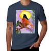 A Bird Sitting On Nest Against The Sunset Tshirt Large Size Casual Short Sleeve Top