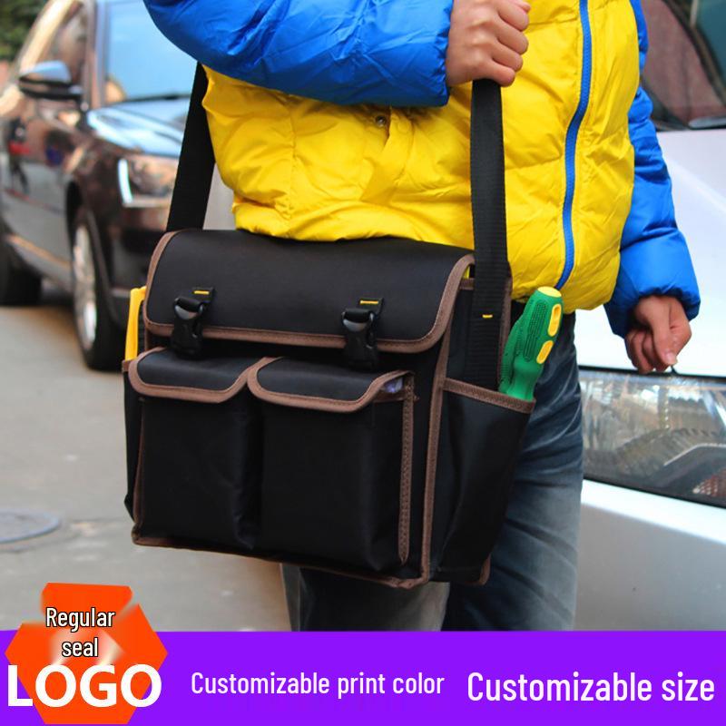 Large Multifunctional Electrician Bag - Thickened Oxford Cloth, Single Shoulder Carry, Toolkit/Appliance Repair.