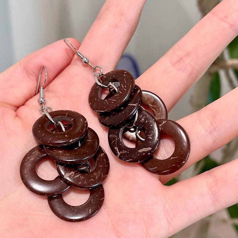 Natural tiger's eye stone series stud earrings for women Maillard exquisite retro earrings niche light luxury high-end temperament earrings