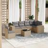 VidaXL Garden Lounge Set with Cushions 7 Pcs, Patio Sofas, Patio Furniture Set, Outdoor Furniture, Beige 3222638