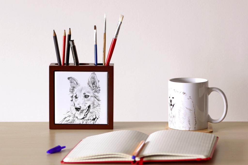 Basque Shepherd Dog, Basque Sheepdog – Pen holder with a dog, desk organizer with a print | Art-Dog