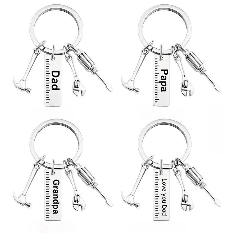 

Металлические инструменты, подарки на день отца, брелок для папы, папы, дедушки, молоток, отвертка, гаечный ключ, линейка, инструмент, кольца для ключей, мужские подарки на день рождения