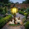 Garden Statue, Animal Sculpture, Resin Figure, Flower Pot with Innovative Solar Lighting,