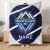 Custom Name Vancouver Whitecaps FC Jersey blanket for Couch & Bed, Plush Cozy Fuzzy Blanket Super Soft & Warm Blankets for Fall and Winter. 0908245