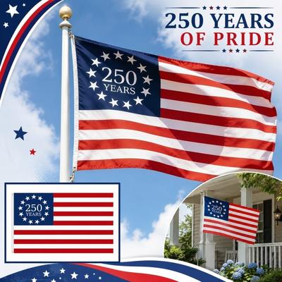 Single Layer Double Sided 3x5 Feet Flag with 250 Years Print Durable Polyester Material for Outdoor and Indoor Use