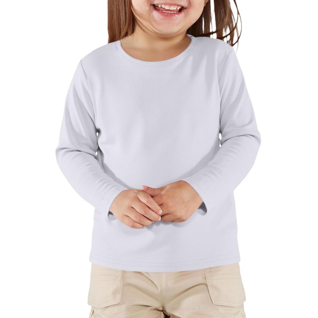 Boy And Girls Solid Color Long Sleeved T-shirt Round Neck Solid Color T-shirt