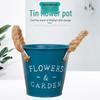 Nordic Style Colorful Tin Flower Pot with Hemp Rope: Wrought Iron Succulent Planter & Desktop Storage Ornament