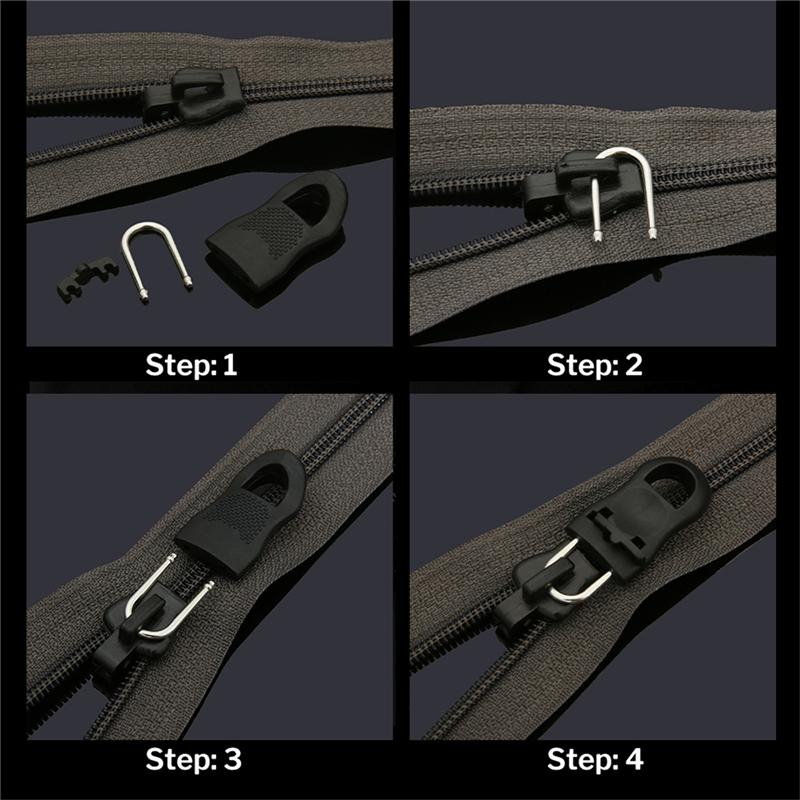 4Pcs Replacement Zipper Pull Puller End Fit Rope Tag Clothing Zip Fixer Broken Buckle Zip Cord Tab Bag Suitcase Tent Backpack