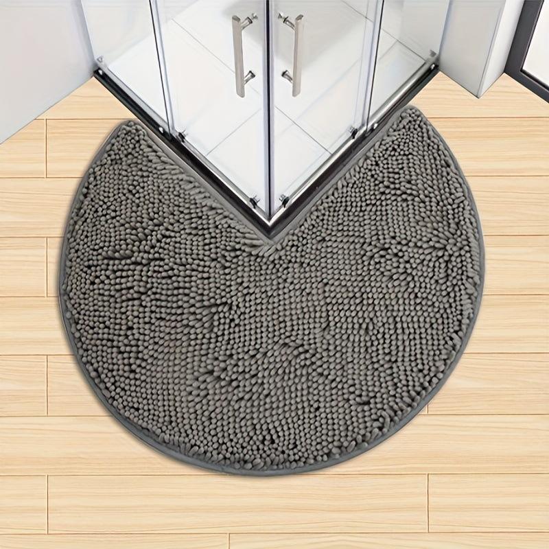 Flanell Runde Eck-Badezimmermatte Rutschfest Weich Verdickt Bodenmatte für Badezimmer Saugfähig Rutschfeste Fußmatte Heimdekoration (Gray,80cm x 80cm) gray