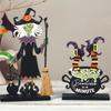 Wooden Halloween Wooden Decor Handicraft Witch Pumpkin Ghost Bat Ornaments Long-lasting Happy Halloween Table Decoration