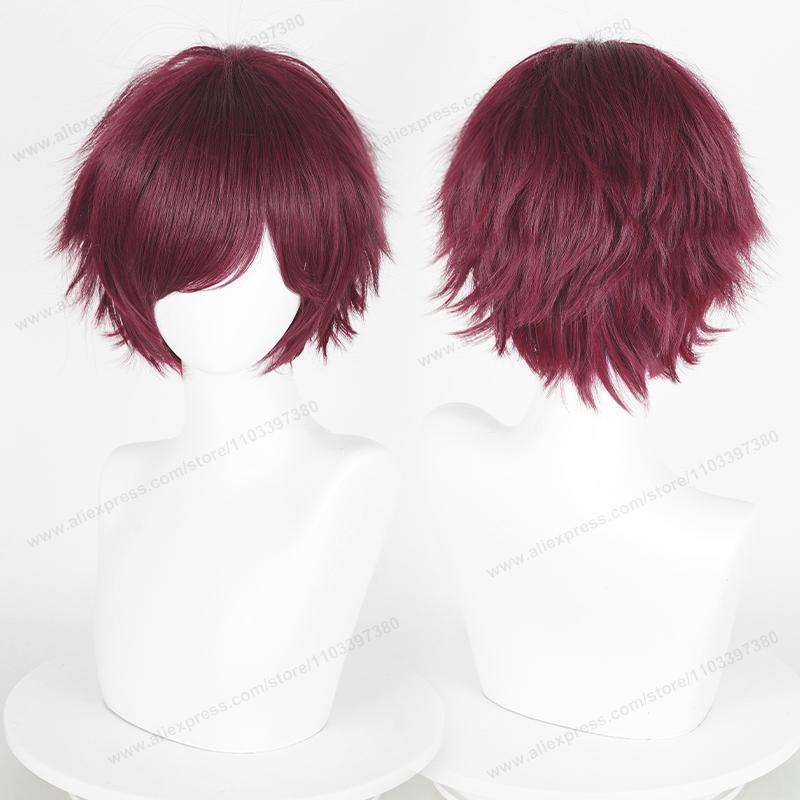 Anime 30cm Short Straight Cosplay Wig Black White Green Brown Purple Blue Gray Red Gold Man Women Heat Resistant Synthetic Hair