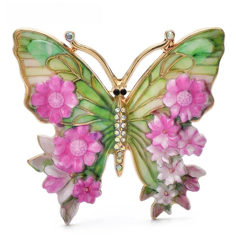 Vintage Big Flower Butterfly Brooches 5-color Beautiful Insects Brooch For Women's Clothes Pins Gifts