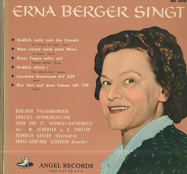 10-дюймовая пластинка ERNA BERGER Erna Berger поет HD1016 ANGEL Япония Классика Б/У