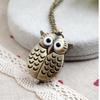 Vintage Men Women Alloy Retro Owl Shape Clock Pendant Long Necklace Chain Watches Birthday Gifts