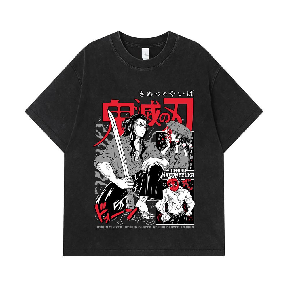 275 GSM Washed T-shirts 100% Cotton Demon Slayer V94 Haganezuka Print Unisex Heavy Cotton T Shirt