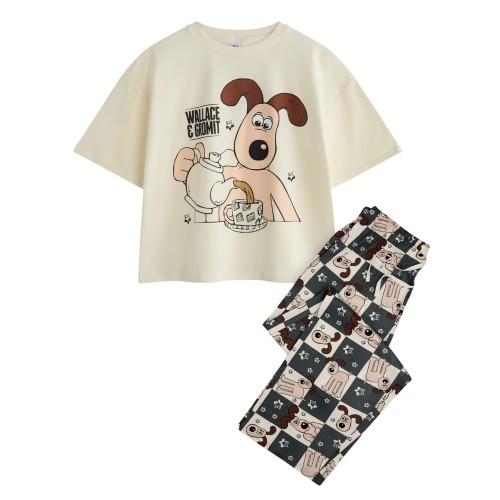 Wallace and Gromit Womens/Ladies Tea Time Short-Sleeved Long Pyjama Set Set