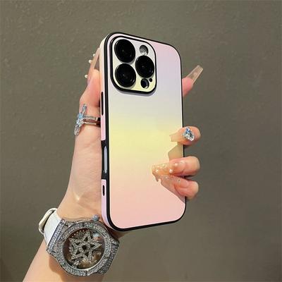 Gradual Change Smudge Suitable for Iphone16pro Mobile Phone Case Apple 15pro Plain Leather 14pro All-inclusive Lens 13pro