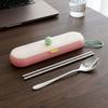 Dopamine Chopsticks Three-piece Set Stainless Steel Fork Dining Utensils Kit  Office Use