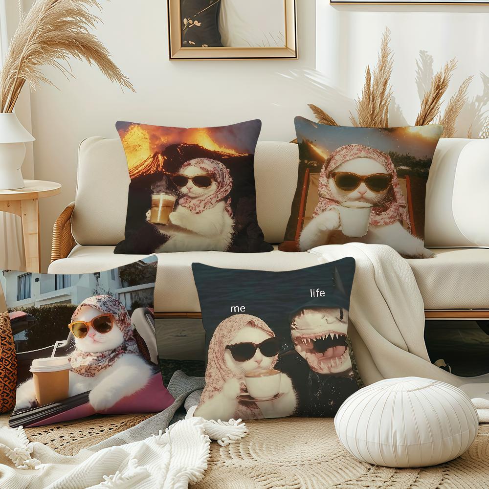 cat Funny cushion cover Pillow Cover Decoration Room Home Sofa living Office Car Nordic Simplicity