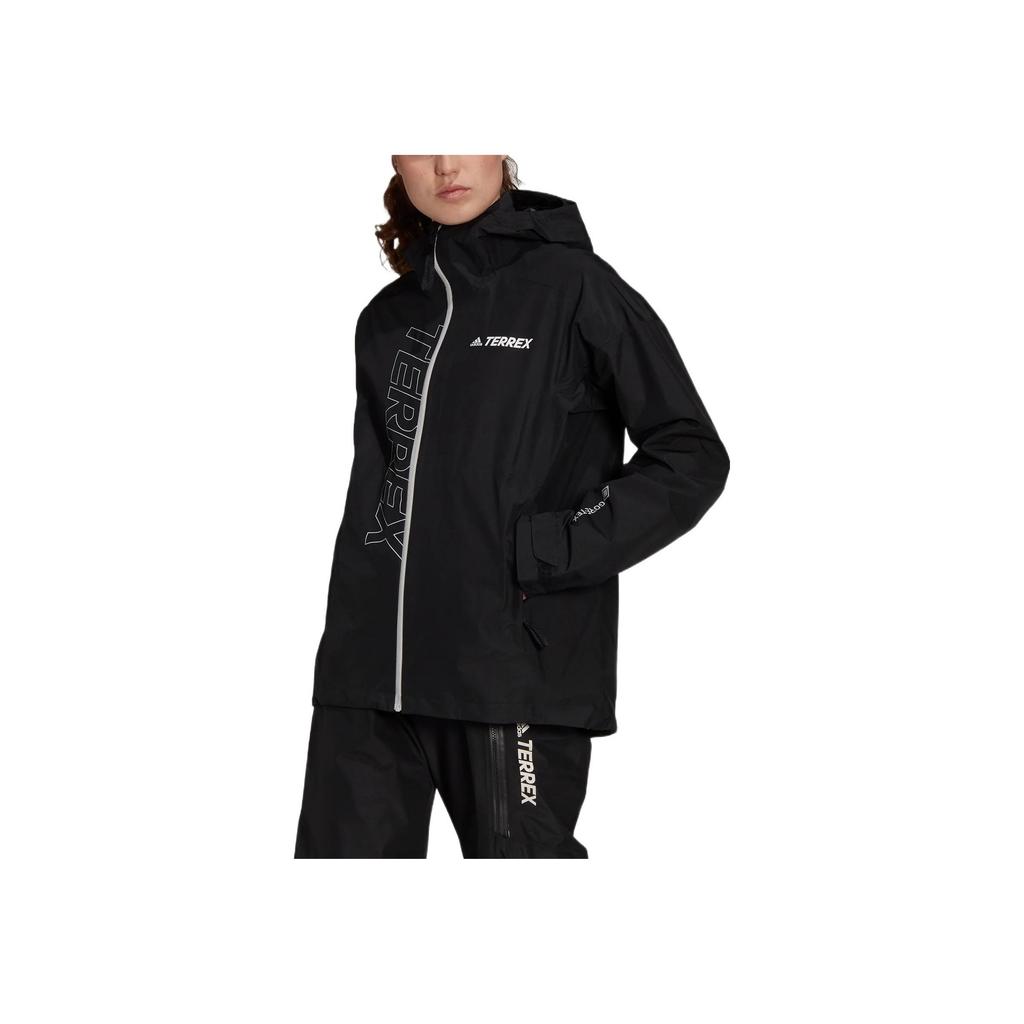 Adidas Solid Color Logo Print Sports Long Sleeve Hooded Jacket Women Jacket Black GM4807