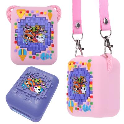 Silicone Protective Case with Lanyard Carrying Travel Case Shockproof Anti Drop 3D Food Print for Bitzee Virtual Electronic Pet