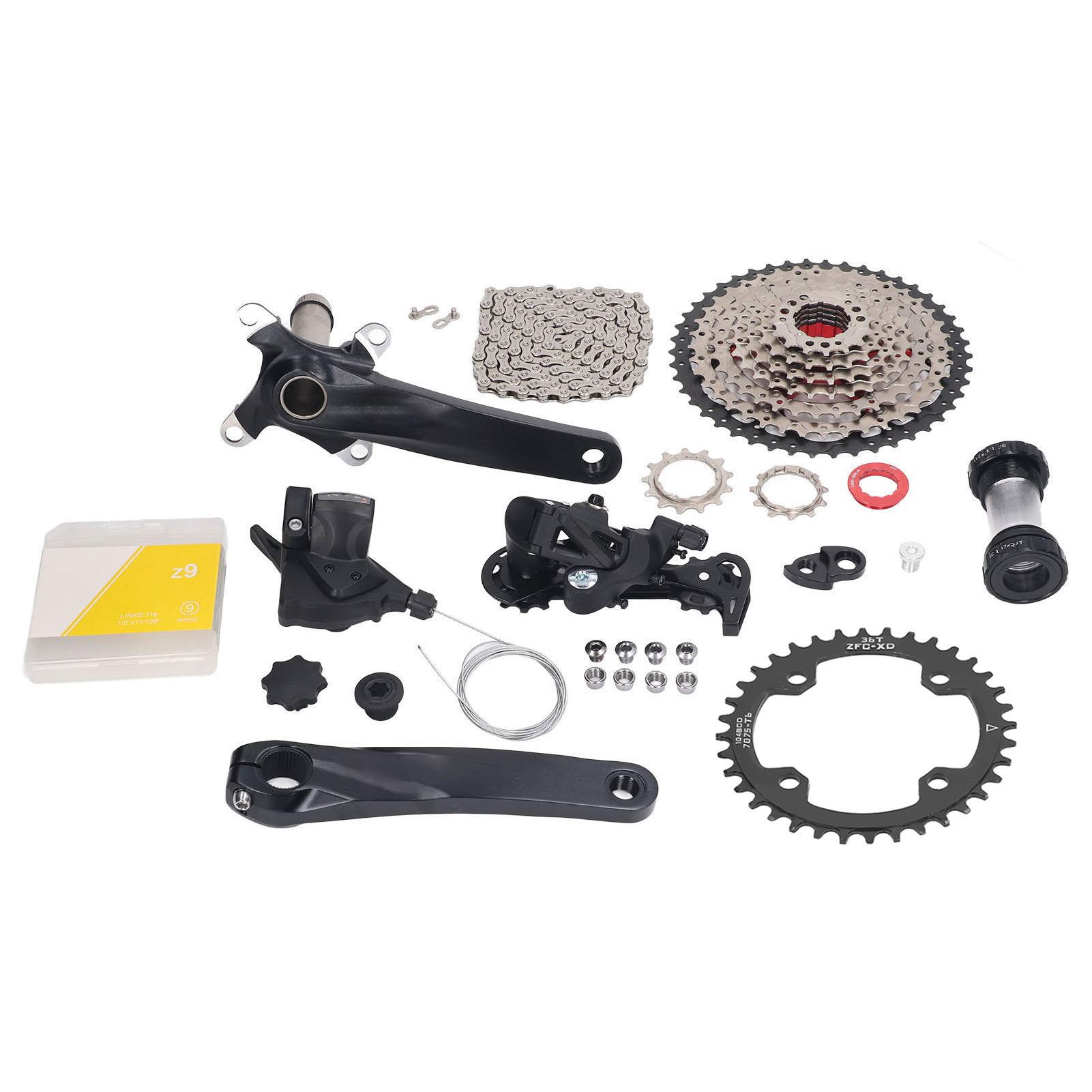 9-Speed Freewheel 11 tot 46T Variabele Snelheid Vliegwiel Crank Voor Achter Derailleur Ketting Staart Haak Set voor Fiets 36T