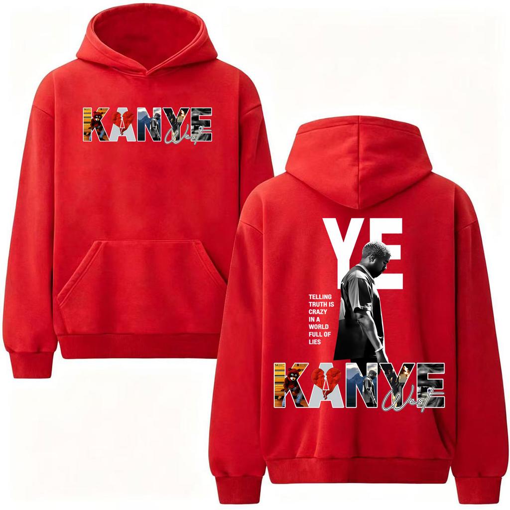 Kanye West Rapper Hoodies Telling Truth Is Crazy in A World Full of Lies Pullovers Unisex Harajuku Gothic Fashion Sweatshirts