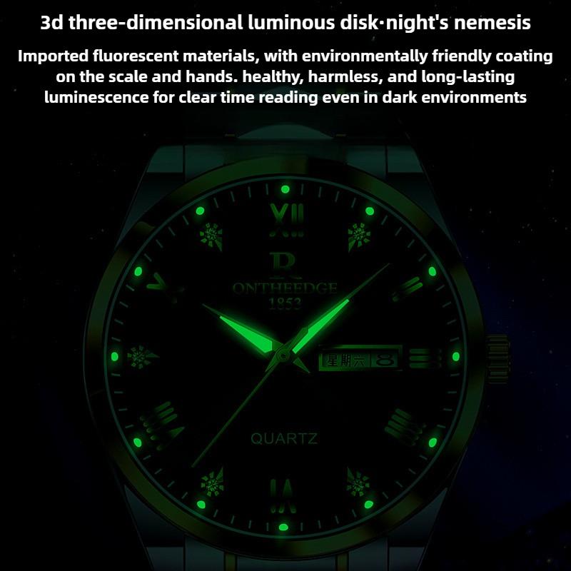 New Hot Sale Mens Rotundity Watch Fashion Waterproof Wristwatch Men Stainless Steel Watch Strap Luminous Calendar Quartz Watch