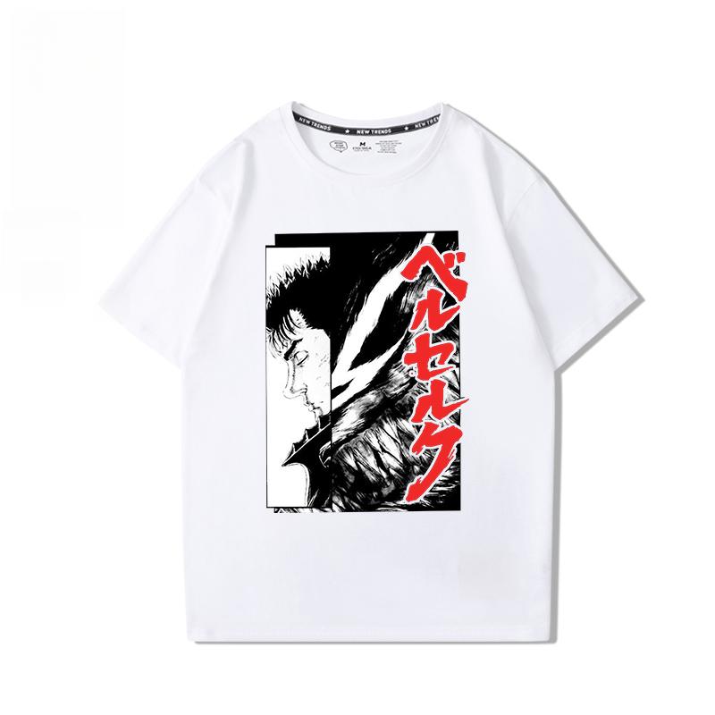 Berserk Anime Hübscher Druck 100% Baumwoll-T-Shirt Sommer Herren Lässig Bequem Atmungsaktiv Streetwear