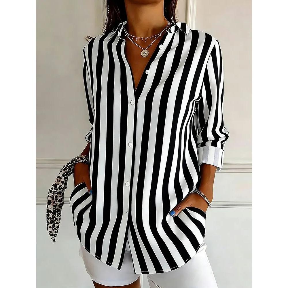 Plus Size Women Long Sleeve Button Shirt Solid Floral Casual Comfort Blouse