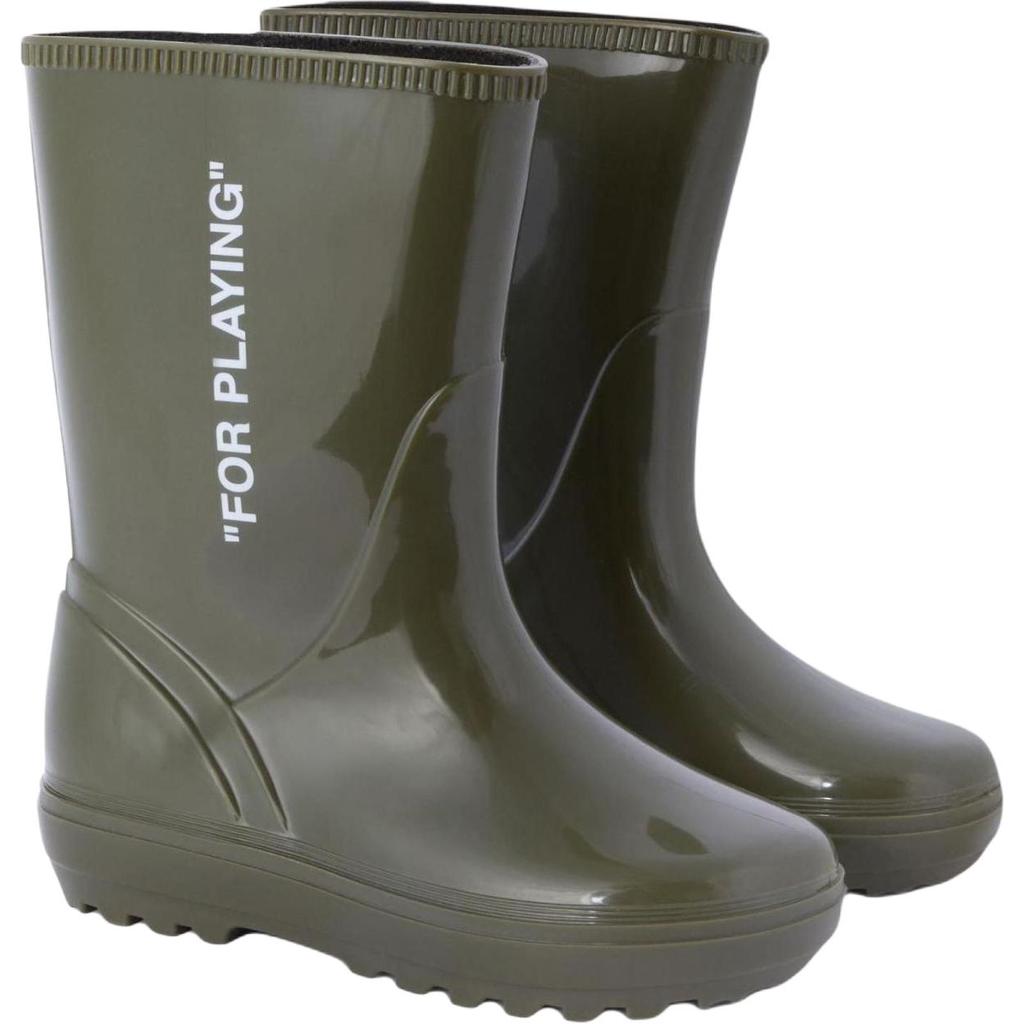 Off-White Round Toe Slip-On Comfortable Versatile Kids Boots Kids boots Green 20159374455406761000