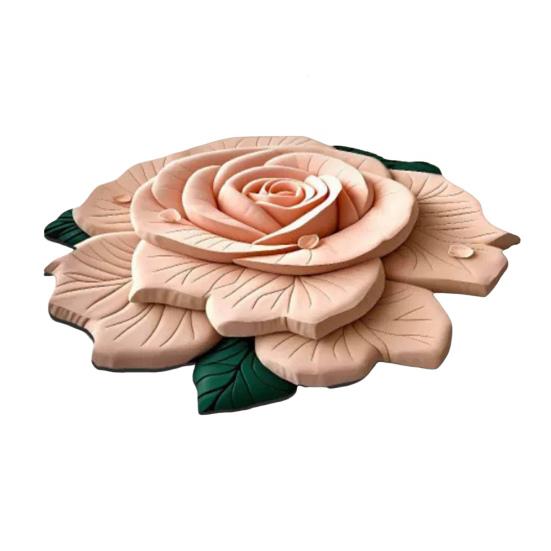 Diatomaceous Earth Bath Mat Non-Slip Absorbent Floor Mat Easy To Clean Quick-Drying Irregular Floral Design Entrance Rug