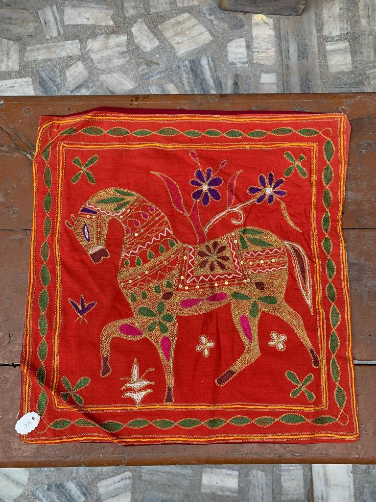 Hand Embroidered Cotton Pillow Cover: Bohemian Decorative Cushion 40