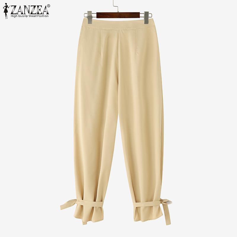 ZANZEA Womens Casual Solid Color Loose Cropped Pants