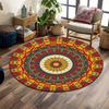 Colorful Mandala Floral Pattern Print Round Rug, Living Room, Bedroom, Playroom Carpet, Non Slip Floor Mat, Gift