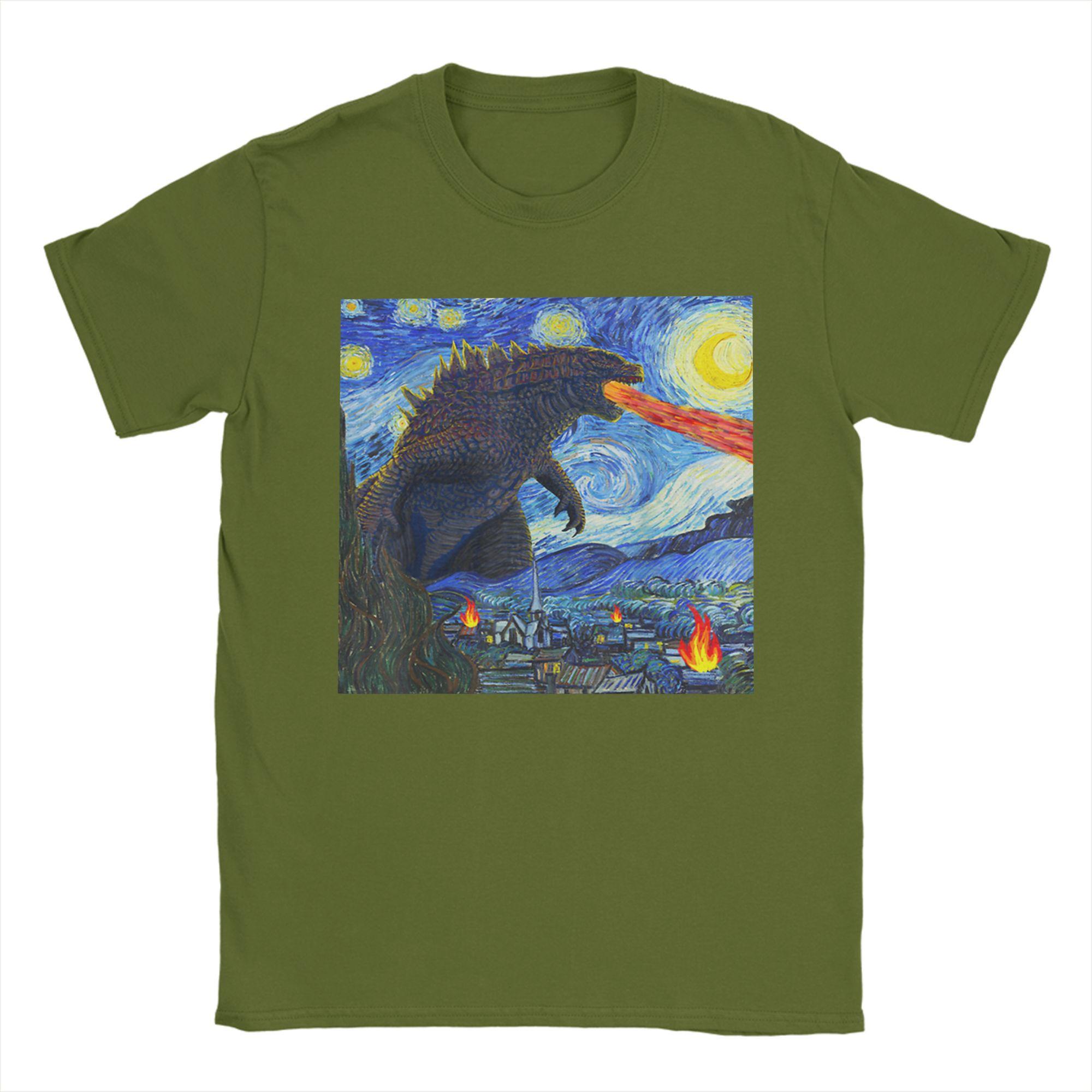 

Cool Japanese Monster Starry Night T-Shirt Men Round Collar Cotton T Shirts Short Sleeve Tee Shirt Gift Idea Clothing 4XL