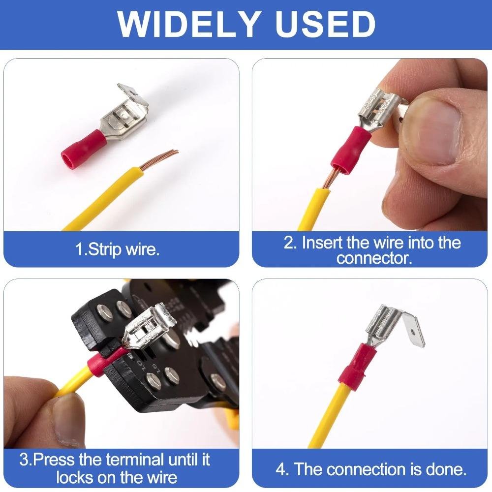 50/100Pcs Bagged Cold Pressed Terminal Kit Insulated Quick Connect Crimp Connectors for Automotive Wiring Red Blue Yellow