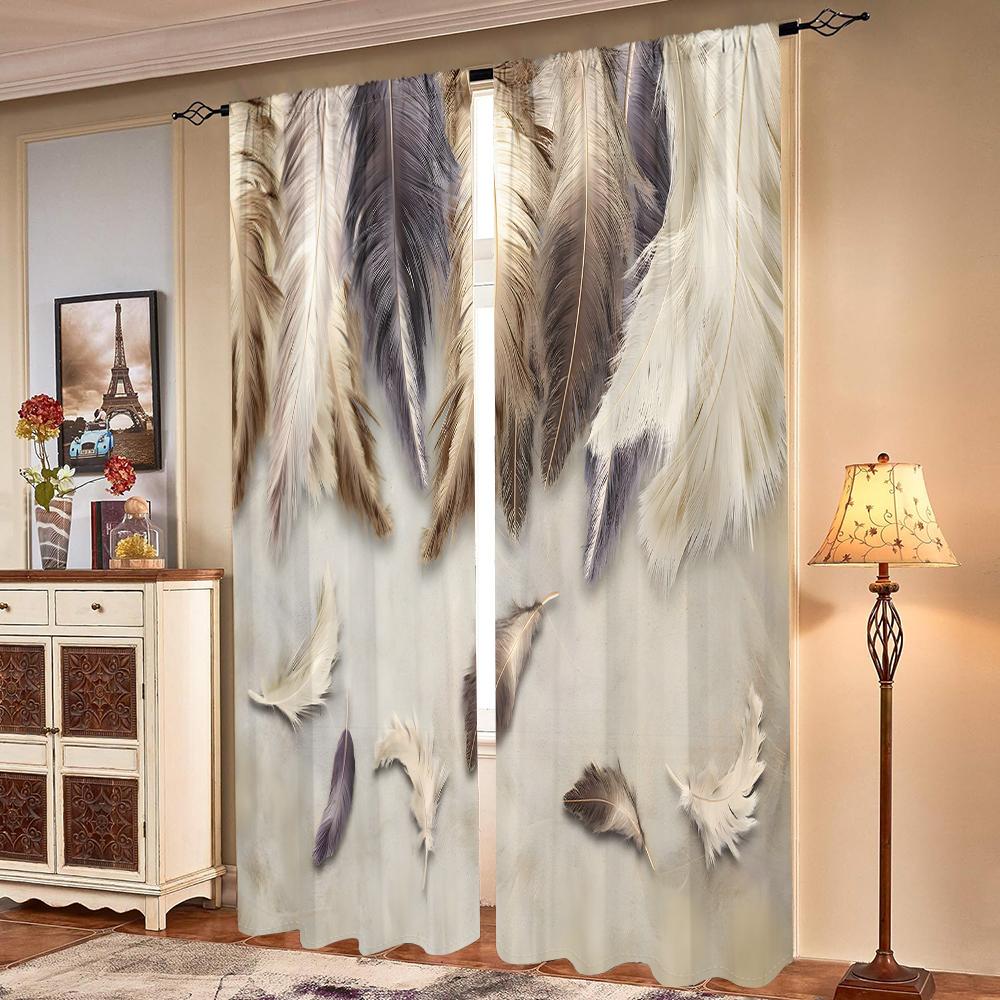 2 peças, cortinas de penas - semi blackout - adequadas para sala de estar, quarto, cozinha, decoração de casa
