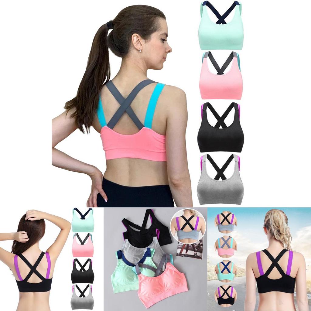 Lovely Push Up Sports Bra With Cross Straps For Yoga And Fitness Activities