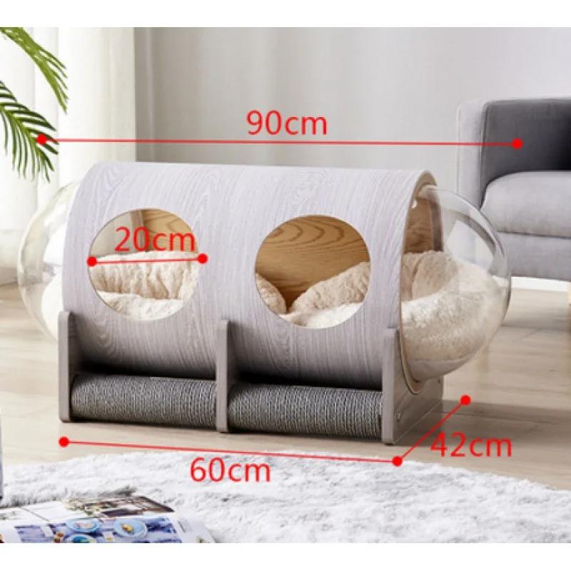 Net red space capsule transparent cat delivery room four seasons universal closed winter cat house solid wood capsule cat litter