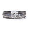 Bohemian Cabala Alloy Tree Life PU Leather Silver Plating Women's Charm Jewelry Dainty Magnet Clasp Wristband Gift