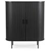 Trish Tall Sliding Chest Of Drawers 100 Cm Black Two-Door Grooved Modern