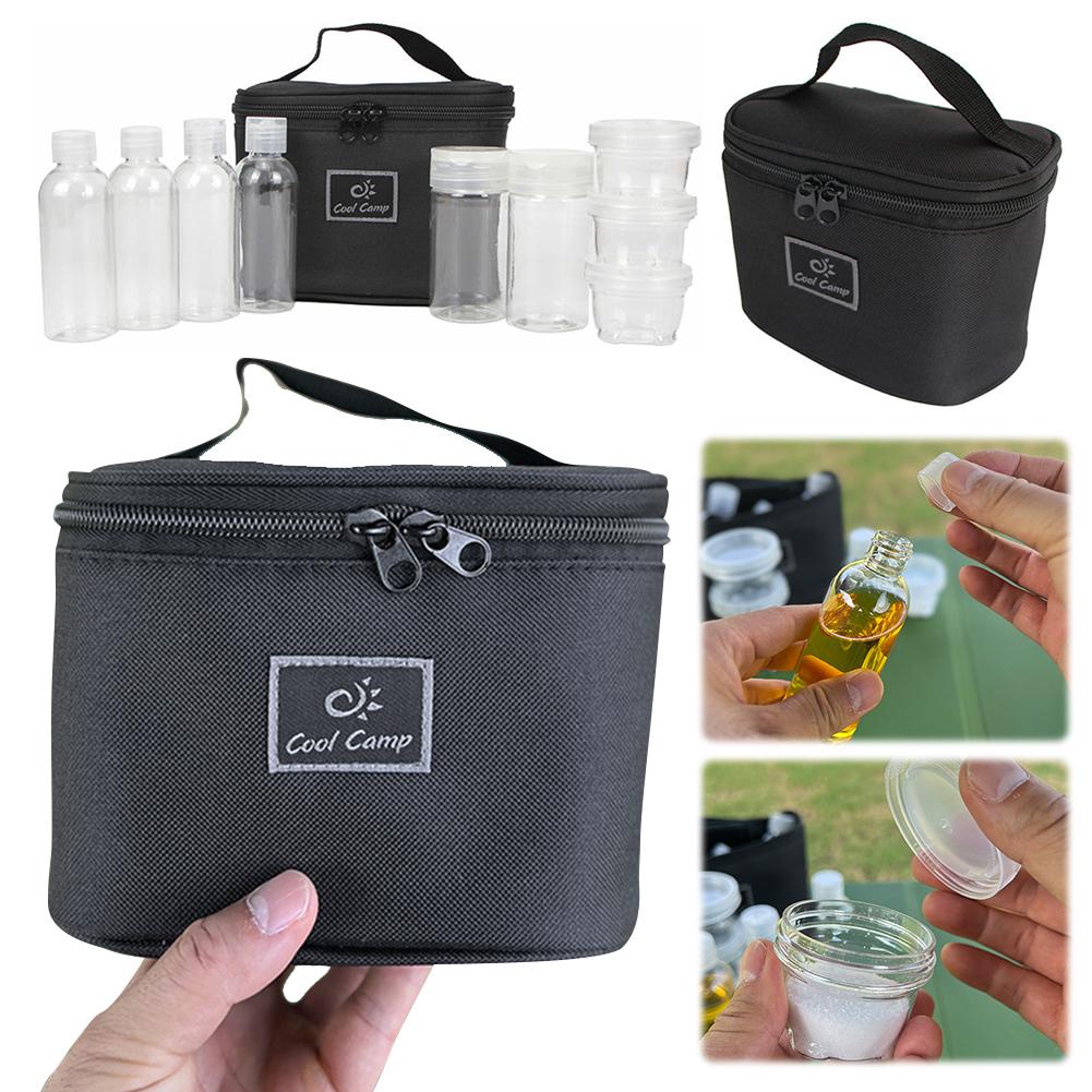 

10Pcs/Set Portable Spice Container Set with Bag BBQ Seasoning Bottle Set Picnic Seasoning Organizer for Outdoor Camping Picnic