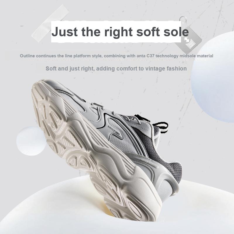 Anta Comfortable Versatile Non-Slip Wear-Resistant Low-Top Kids Running Shoes Kids sneaker Gray White A12438802-2