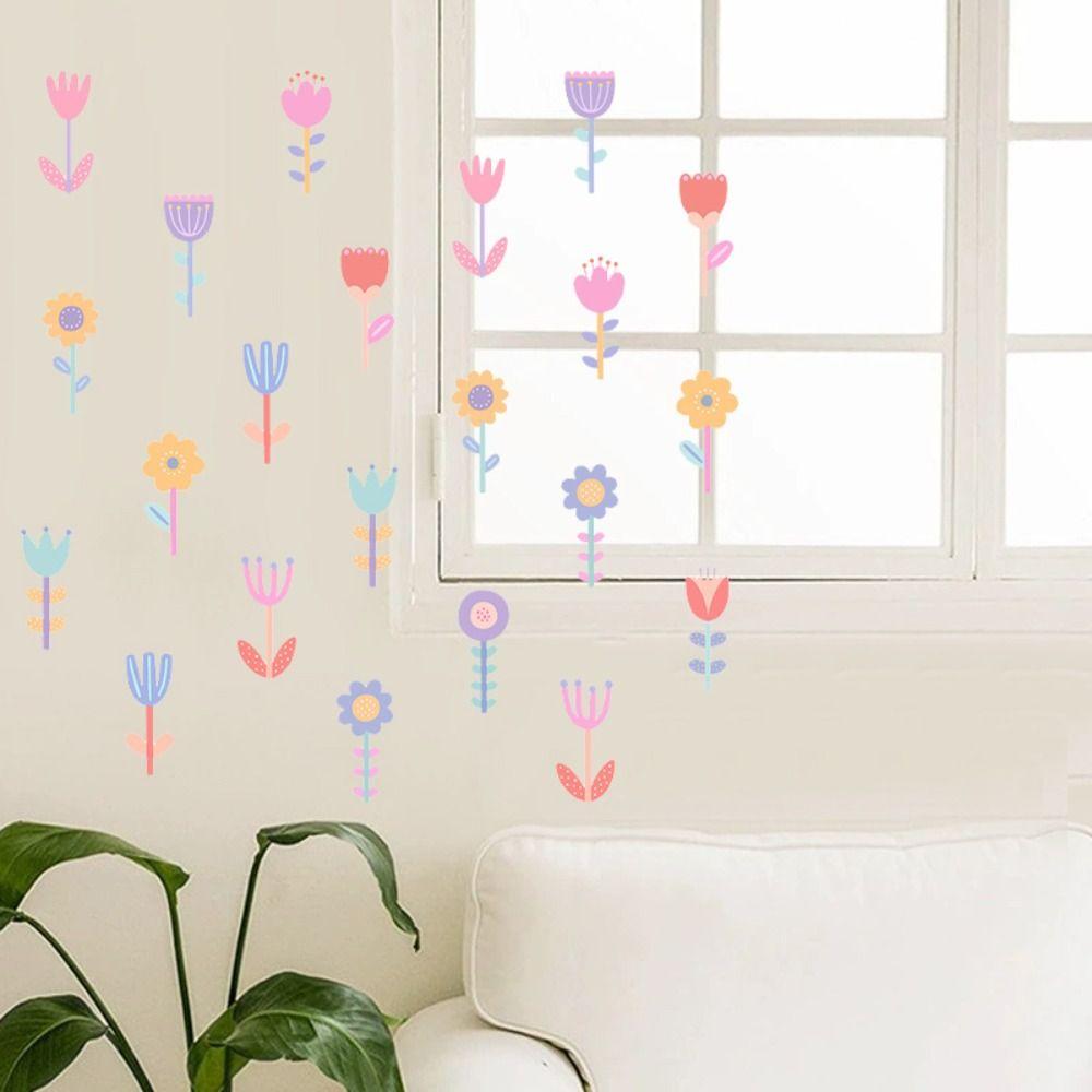 4 sheets Beautiful Flower Wall Stickers PVC Aesthetic Wallpaper Background Decor Decals  Bedroom