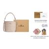 Coach City Bucket 17 Monogram Metal Logo Signature Coated Canvas Tote Shoulder Bag Small Women Bags Beige CT800-SVPWH