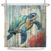 Underwater World Theme Bathroom Curtains Jellyfish Sea Turtles Sharks Waterproof Polyester Shower Curtain Decor With 12 Hooks